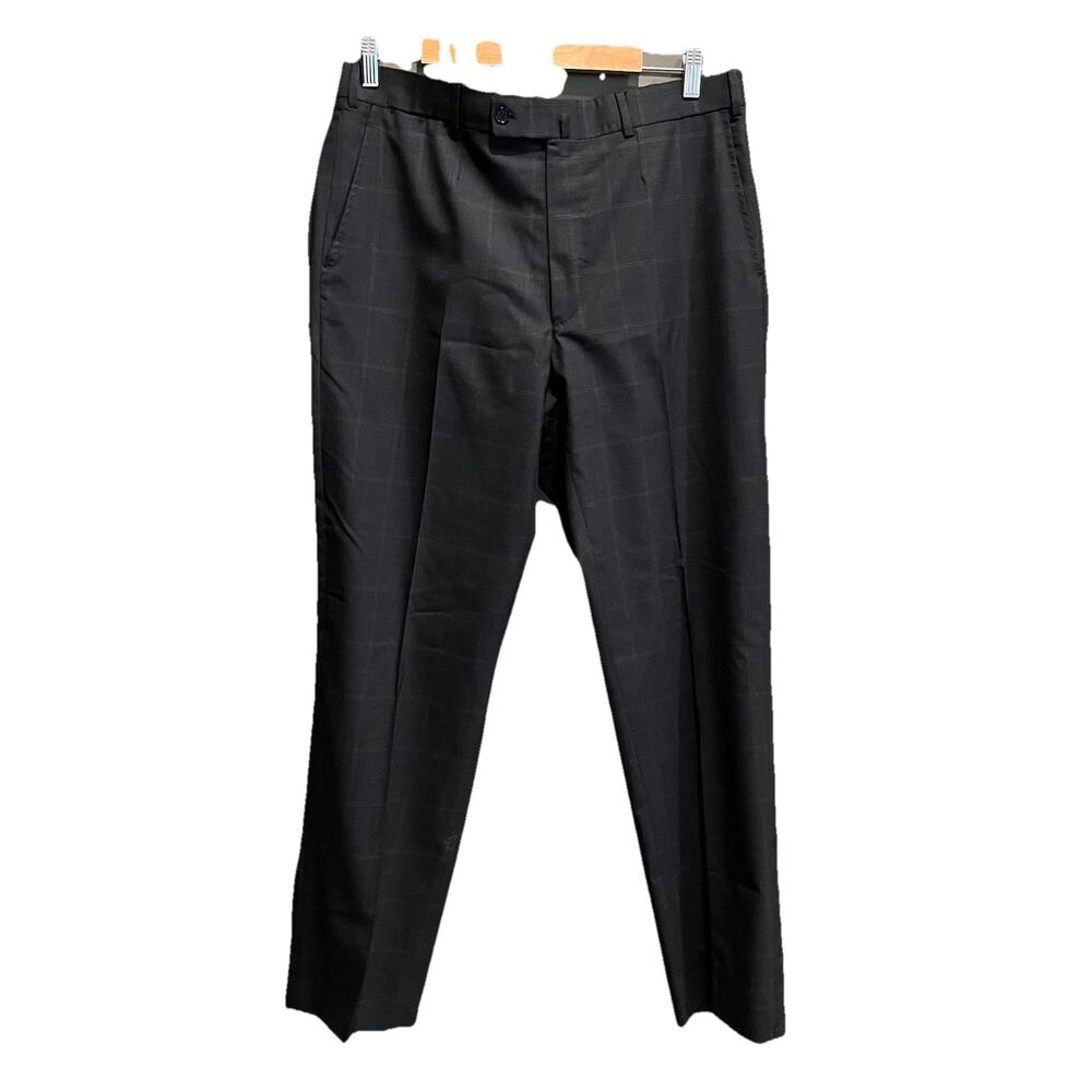Isaia Napoli Black Check Wool Men's Dress Pants Size‎ 52